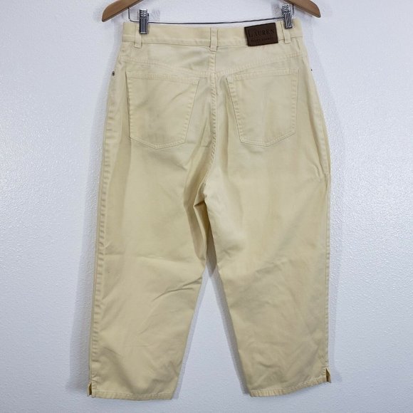 Lauren Ralph Lauren Womens Jeans Cropped Soft yellow Size 8 High Waist Capri - Picture 6 of 10
